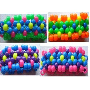 4 Neon Kandi Daisy Bracelet Mini Kandi Cuffs Rave Ready